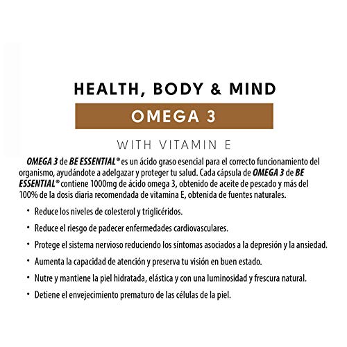 Be Essential - Omega 3 con Vitamina E, 90 cápsulas