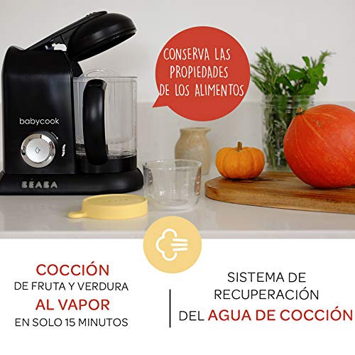 Béaba Babycook Solo Robot de cocina infantil 4 en 1, Tritura, cocina y cuece al vapor, Cocción rápida, Comida casera y deliciosa para bebés y niños, Comida variada para tu bebé, Negro