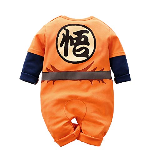 Beal Shopping - Mono de manga larga para bebé, diseño de Goku - Naranja - 1- 3 meses