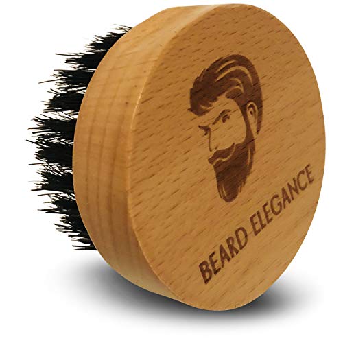 Beard Elegance Barba de cepillo redondo – PREMIUM Barba Cepillo con cerdas de piel Jabalí Amistosa para la perfecta Barba Cuidado – También ideal para aplicar cera, aceite o Bálsamo