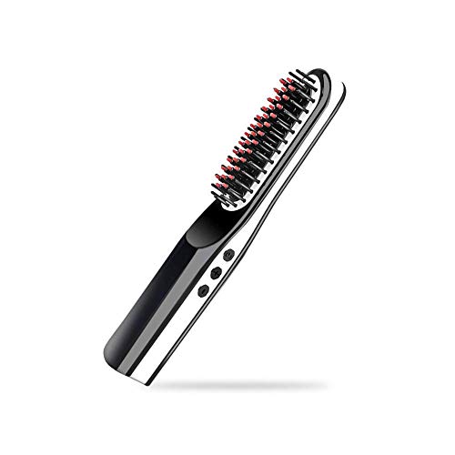 Beard Straightener, lesgos New USB Rechargeable Inalámbrico Cepillo Alisador de Pelo, Portátil Anti Escaldado Barba Alisador Plancha Peine Alisador para Todo Tipo de Cabello