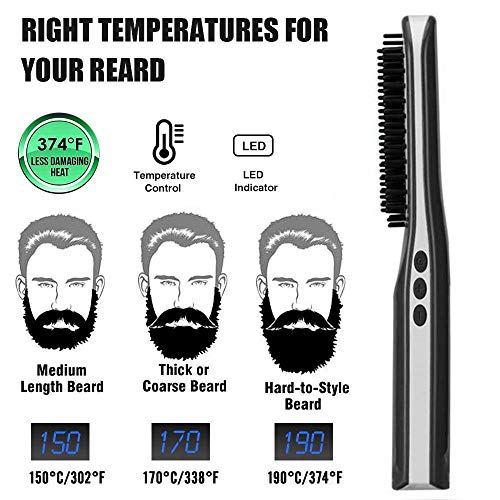 Beard Straightener, lesgos New USB Rechargeable Inalámbrico Cepillo Alisador de Pelo, Portátil Anti Escaldado Barba Alisador Plancha Peine Alisador para Todo Tipo de Cabello