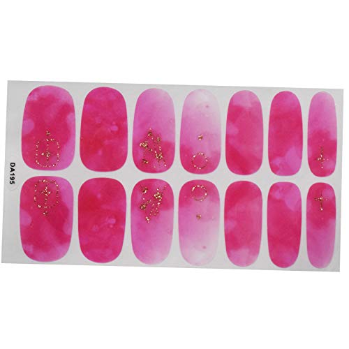 Beashine Accesorio para uñas, 14 Pegatina de uñas, Nail Art Tip Artificiales uñas postizas Length Full Cover Beauty Art Decoration Diseño Manicura Pedicura para Mujeres niñas(DA195)