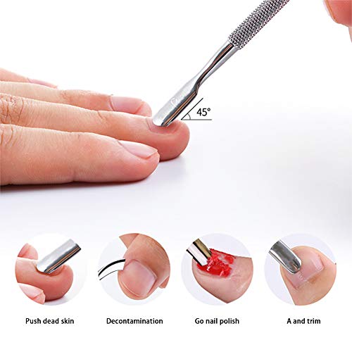 Beashine Empujador de cutícula, Removedor de Manicura, mpujador de Cutícula y Empujador Pala de con para Piel Muerta Acero Inoxidable de uñas Cortar la Herramienta de pedicura manicura(D168-3)