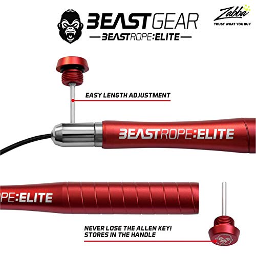 Beast Gear Cuerda Saltar Beast Rope Elite - Comba Crossfit Boxeo MMA HIIT Saltos Dobles - Comba Velocidad de Aluminio Ideal para Fitness Tus Entrenamientos Metcon y Quema Grasa
