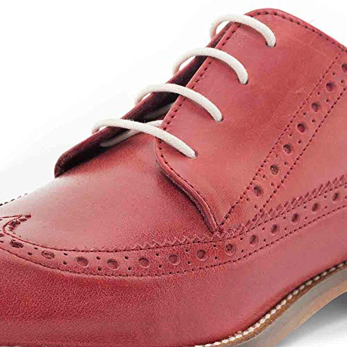 Beatnik Shoes Zapatos de Cordones Estilo Oxford Rojos en Piel Beatnik Ethel Orange Crush. Talla 37