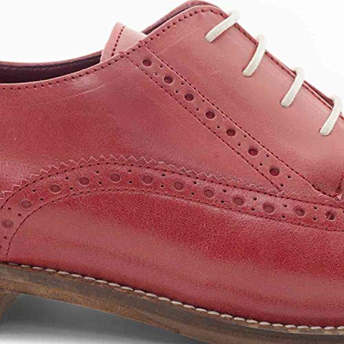 Beatnik Shoes Zapatos de Cordones Estilo Oxford Rojos en Piel Beatnik Ethel Orange Crush. Talla 37