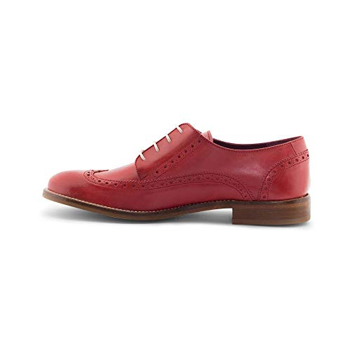 Beatnik Shoes Zapatos de Cordones Estilo Oxford Rojos en Piel Beatnik Ethel Orange Crush. Talla 37