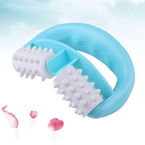 Beaupretty Rodillo de Masaje de Mano de Plástico Manual Redondo 2 Ruedas Masajeador Muscular Rodillo de Celulitis para Piernas Brazos Espalda Alivio Del Dolor Muscular Y Relajación Muscular (Azul)