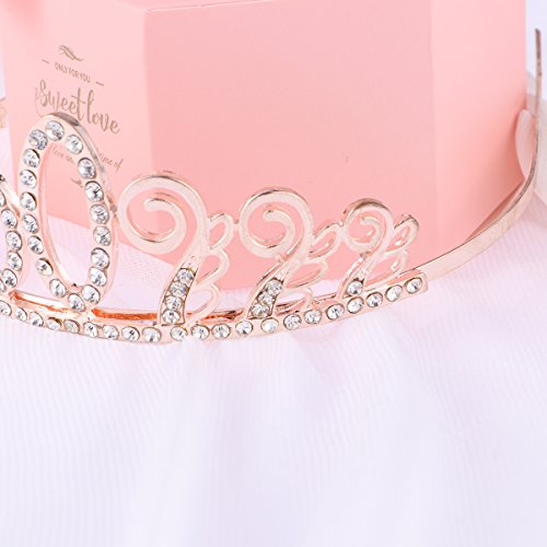 Beaupretty Tiara Cristal Cumpleaños 50 Años Corona Princesa Feliz Cumpleaños de Número 50 Años Diadema con Peines Regalos de Cumpleaños para Mujer Fiesta de Aniversario Bodas Oro