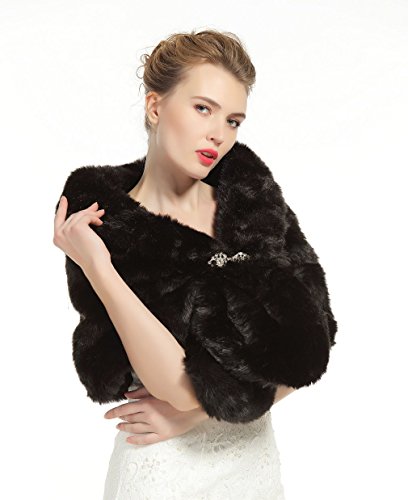 BEAUTELICATE Chal Estola Capa Mujer de Piel Sintética Invierno para Fiesta Novia Bodas