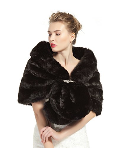 BEAUTELICATE Chal Estola Capa Mujer de Piel Sintética Invierno para Fiesta Novia Bodas