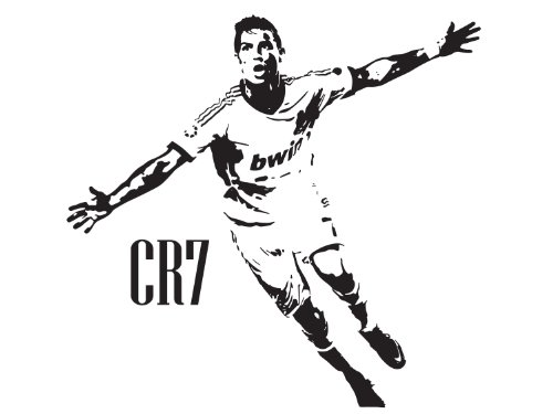 Beautiful Game 5060000000000 - Cristiano Ronaldo Real Madrid cr7 de impresión Arte de la Pared Etiqueta de la Pared de la Etiqueta engomada del Arte Mural de fútbol para los dormitorios casa (Negro)
