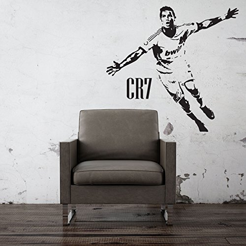 Beautiful Game 5060000000000 - Cristiano Ronaldo Real Madrid cr7 de impresión Arte de la Pared Etiqueta de la Pared de la Etiqueta engomada del Arte Mural de fútbol para los dormitorios casa (Negro)