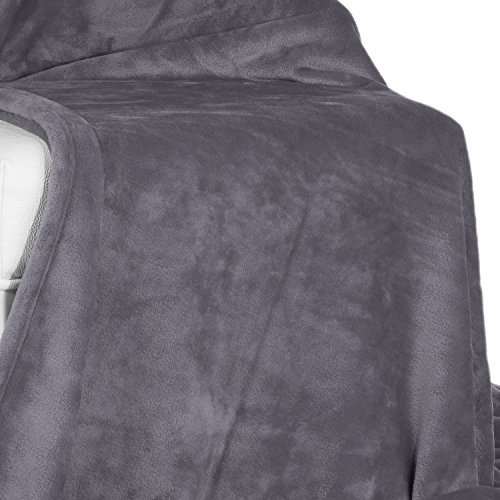 Beautissu XXL Manta de sofá y Cama Aurelia Suave cálida 220x240cm Microfibra Forro Polar Coral ÖKO-Tex Antracita