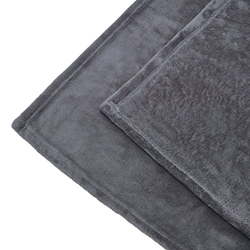 Beautissu XXL Manta de sofá y Cama Aurelia Suave cálida 220x240cm Microfibra Forro Polar Coral ÖKO-Tex Antracita