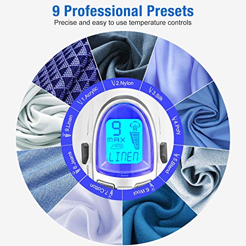 Beautural Plancha de Vapor, 2400W, Vapor 340ml con Pantalla LCD, Sistema antigoteo y función de autolimpieza-Blanco y Gris