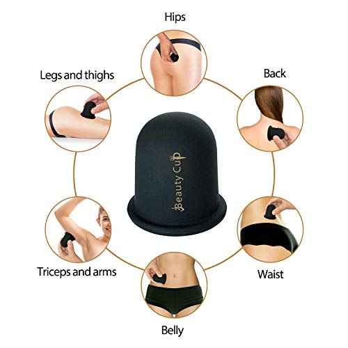 BEAUTY CUP Taza de ventosas de silicona anticelulítica Tazón de aceite profesional anticelulítico/ventosas al vacío Tratamiento corporal para piernas brazos espalda cuello etc.Negro