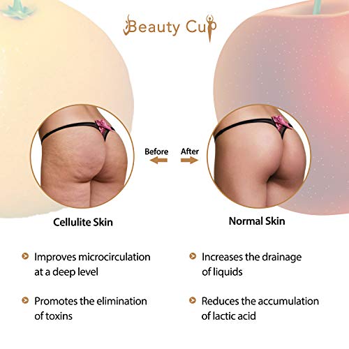 BEAUTY CUP Taza de ventosas de silicona anticelulítica Tazón de aceite profesional anticelulítico/ventosas al vacío Tratamiento corporal para piernas brazos espalda cuello etc.Negro