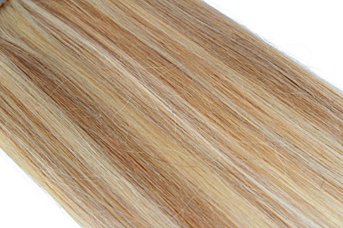 Beauty7 Extensiones de Cabello Natural Clip 8 Unidades 120g 100% Remy Lacio Straight de Pelo Natural Pelucas Cabello Humano de Color 27# y 613# Marrón de 20" 51cm larga
