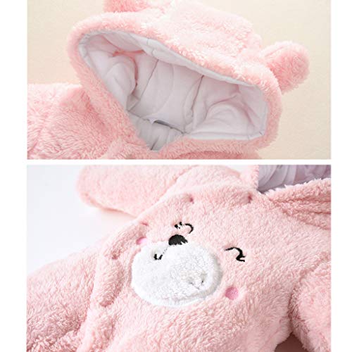 Bebé Capucha Mono Invierno Mameluco Franela Trajes Muchachos Chicas Pijama Peleles Footies Ropa Rosado 12-18 Meses