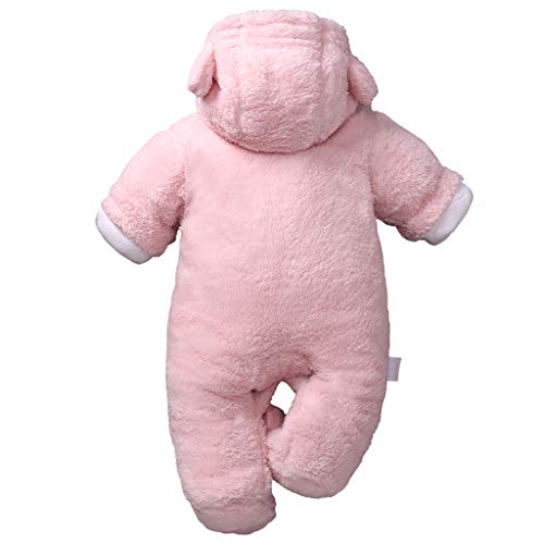 Bebé Capucha Mono Invierno Mameluco Franela Trajes Muchachos Chicas Pijama Peleles Footies Ropa Rosado 12-18 Meses