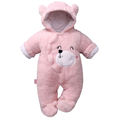 Bebé Capucha Mono Invierno Mameluco Franela Trajes Muchachos Chicas Pijama Peleles Footies Ropa Rosado 12-18 Meses