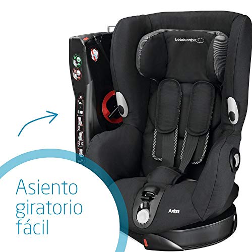 Bébé Confort Axiss Silla infantil giratoria para coche del grupo 1, ajuste extraseguro, reclinable, 9 meses - 4 años, 9 - 18 kg, negro (Black Raven)