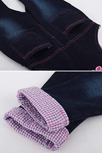 Bebé Infante Niñas Denim Pantalones de Peto Overol Algodón Jeans Pantalones con Tirante - Lindo Conejito Mariposa Patrón Talla 92/98