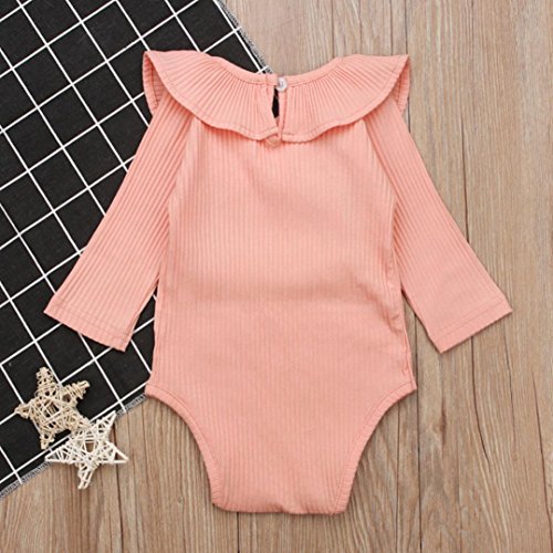 Bebé Mono, Shop Recién Nacido Bebé Mono Niña Ruffles sólidos Romper Manga Corta Bodies Ropa Casual Jumpsuit, 0-18 Meses (70 (0-3meses), Rosado)