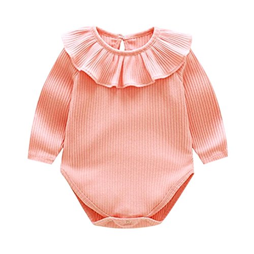 Bebé Mono, Shop Recién Nacido Bebé Mono Niña Ruffles sólidos Romper Manga Corta Bodies Ropa Casual Jumpsuit, 0-18 Meses (70 (0-3meses), Rosado)