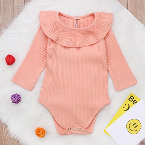 Bebé Mono, Shop Recién Nacido Bebé Mono Niña Ruffles sólidos Romper Manga Corta Bodies Ropa Casual Jumpsuit, 0-18 Meses (70 (0-3meses), Rosado)