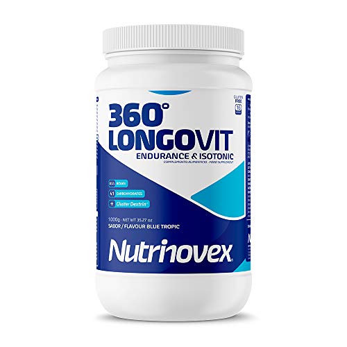 Bebida isotónica y energética Nutrinovex 360º Longovit con BCAA's, Glutamina y Magnesio (Blue tropic, Blue tropic, 1000 g)