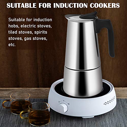 Becoyou Cafetera Italiana,9 Tazas(450ml) Cafetera Italiana Induccion,Cafetera espressos en Acero Inoxidable,Conveniente para la Cocina de inducción,Cafetera Moka,Uso Doméstico y en la Oficina