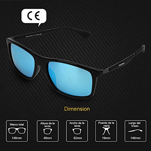 bedee Gafas de Sol Hombre,Gafas de Sol Polarizadas Aptos para Conducir, Pescar e Ir en Bicicleta Montaña,Lentes UV400 Y Montura De TR-90,100% De Protección UV（Azul） …