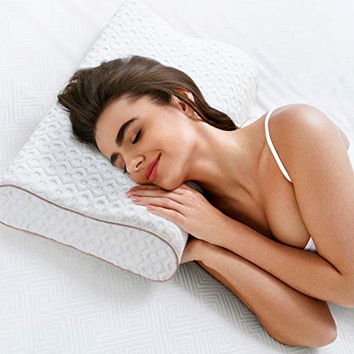 BedStory Almohada Cervical 60x40cm Almohada Viscoelastica Gel en Forma Ergonomica con Funda Desmontable y Lavable Reduce Dolores Almohada de Cervicales Adecuada para Todas Posicións para Dormir