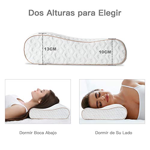 BedStory Almohada Cervical 60x40cm Almohada Viscoelastica Gel en Forma Ergonomica con Funda Desmontable y Lavable Reduce Dolores Almohada de Cervicales Adecuada para Todas Posicións para Dormir