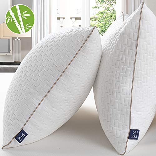 BedStory Almohadas Bambú 50x75 Almohada 2 Pack con Funda de Lavable Almohada Antiácaros con 80% de 3D Fibra + 20% de 7D Fibra de poliéster Relleno de Almohadas de Calidad Hotelera