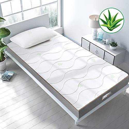 BedStory Colchon Viscoelastico Aloe Vera Colchones para Cama Hotel Viscoelastica Firmeza Media Anti-ácaros e Hipoalergénicos (90x190cm )