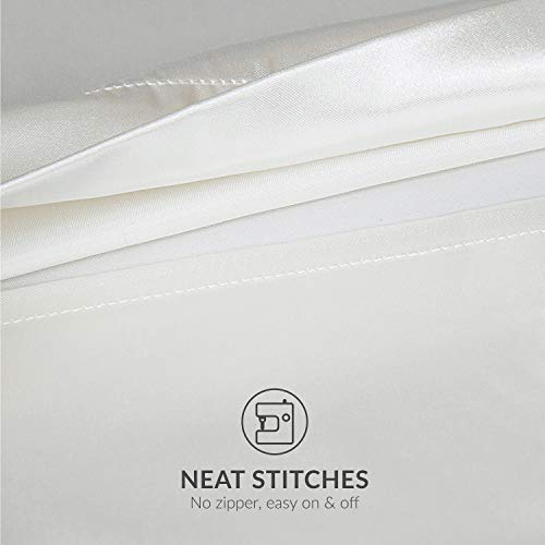 Bedsure Funda Almohada 50x75cm Satén Blanco Marfil - Juego de 2 Fundas Almohadas 75x50 Pelo Rizado, Muy Liso Suave de 100% Microfibra, Antiarrugas sin Cremallera, 2 Piezas