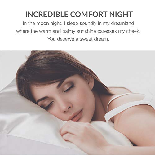 Bedsure Funda Almohada 50x75cm Satén Blanco Marfil - Juego de 2 Fundas Almohadas 75x50 Pelo Rizado, Muy Liso Suave de 100% Microfibra, Antiarrugas sin Cremallera, 2 Piezas