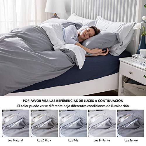 Bedsure Funda Nordica Cama 150/135 Gris - Juego de Funda Edredón 150x200 con 2 Fundas de Almohada 40x75cm de Microfibra Reversible y Suave, 220x230 cm