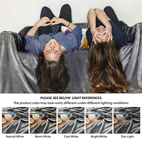 Bedsure Mantas para Sofás de Franela 150x200 cm - Manta para Cama 90 Reversible de 100% Microfibre Extra Suave - Manta Gris Transpirable