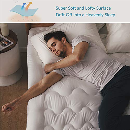 Bedsure Topper Colchón 150x190/200x3cm - Funda Colchón Cama 150 Acolchado de Espuma de 7-Zonas, Protector Colchón Hipoalergénico Suave Transpirable de Microfibra