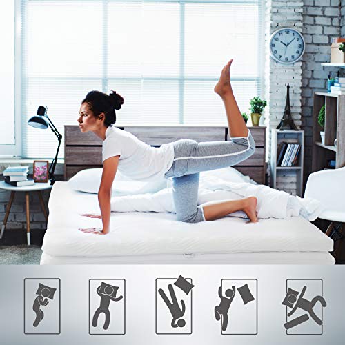 Bedsure Topper Colchón Viscoelástico 90x190x7cm de Memory Foam - Sobrecolchon Antiestático con 1 Funda Extraíble y Lavable - Cubrecolchon Espuma con Efecto Memoria Hipoalergénico