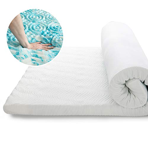 Bedsure Topper Colchón Viscoelástico 90x190x7cm de Memory Foam - Sobrecolchon Antiestático con 1 Funda Extraíble y Lavable - Cubrecolchon Espuma con Efecto Memoria Hipoalergénico