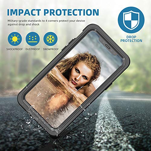 Beeasy Funda iPhone 11 Pro Antigolpes,IP68 Certificado Sumergible Carcasa,360 Grados Protección con Protector de Pantalla Incorporado,Case Militar Antichoque Estanca Impermeable Antipolvo,Negro