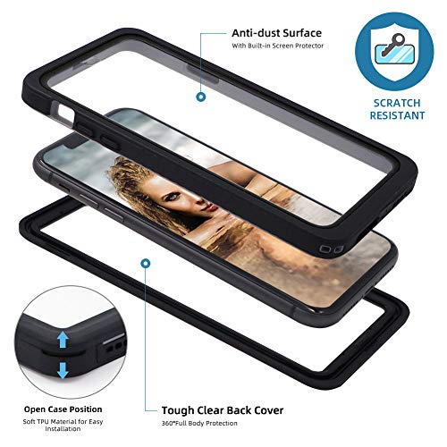 Beeasy Funda iPhone 11 Pro Antigolpes,IP68 Certificado Sumergible Carcasa,360 Grados Protección con Protector de Pantalla Incorporado,Case Militar Antichoque Estanca Impermeable Antipolvo,Negro