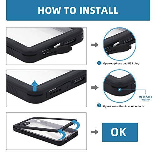 Beeasy Funda iPhone 11 Pro Antigolpes,IP68 Certificado Sumergible Carcasa,360 Grados Protección con Protector de Pantalla Incorporado,Case Militar Antichoque Estanca Impermeable Antipolvo,Negro