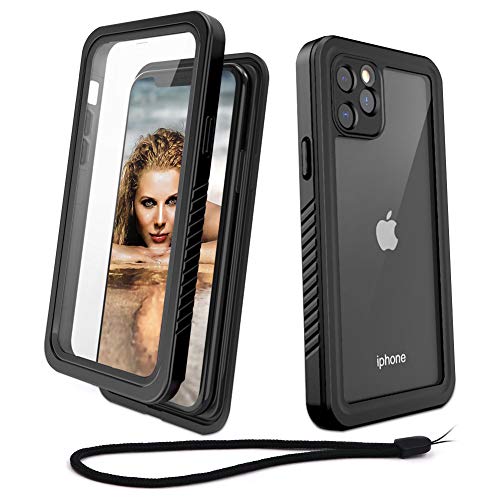 Beeasy Funda iPhone 11 Pro Antigolpes,IP68 Certificado Sumergible Carcasa,360 Grados Protección con Protector de Pantalla Incorporado,Case Militar Antichoque Estanca Impermeable Antipolvo,Negro